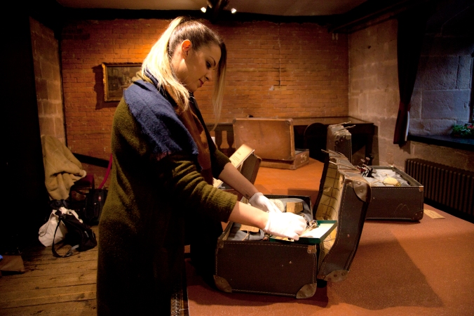 Art Gallery and Museum Studies student setting up the one-day public exhibition The Medicine Cabinet, using the collections of the Museum of Medicine and Health at Chetham’s Library, December 2015. Over 200 people visited the exhibition during its one day at Chetham’s