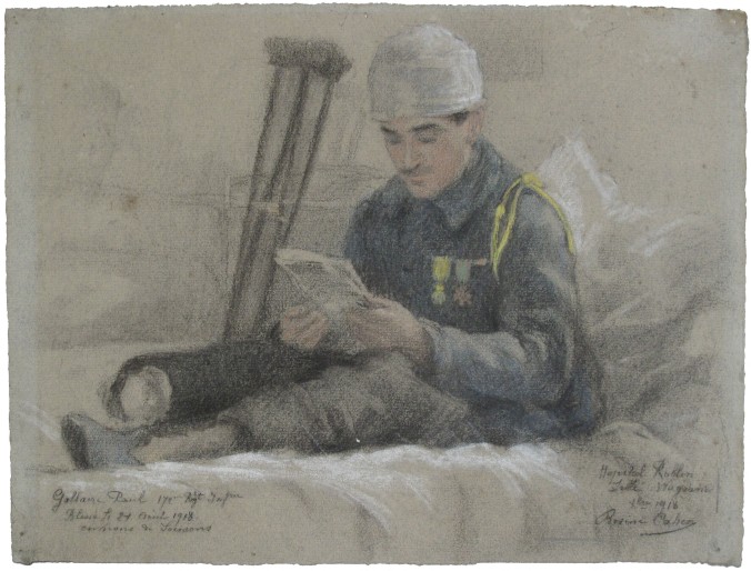 Rosine Cahen, Hospital Rollin (October 1918) 1918 Black charcoal, pastel and white highlights on laid paper © Jean-Yves Martel