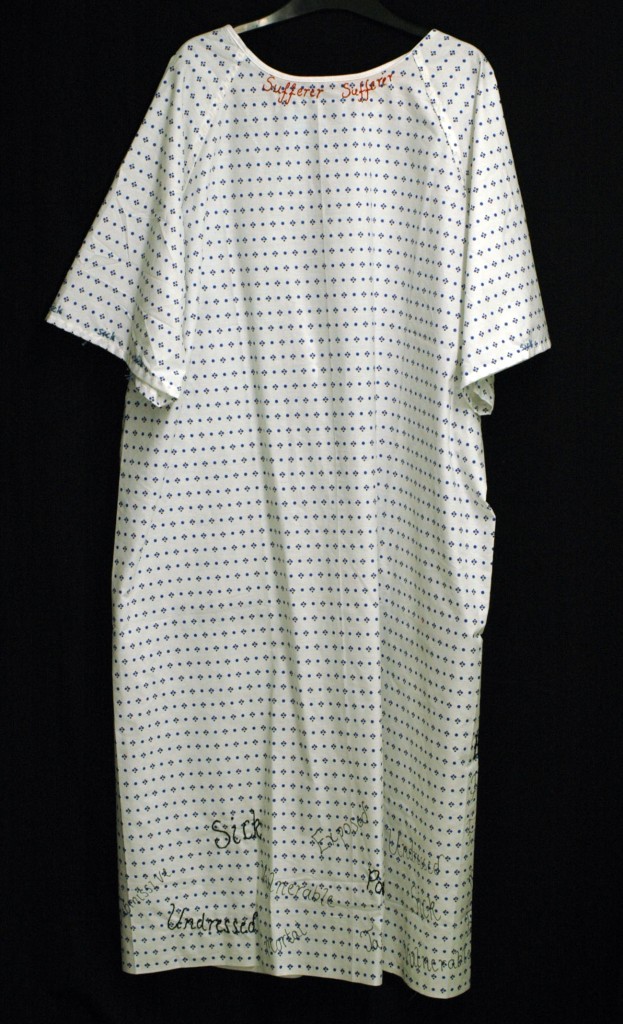 Gemma Wilson, Embroidered hospital gown (front)